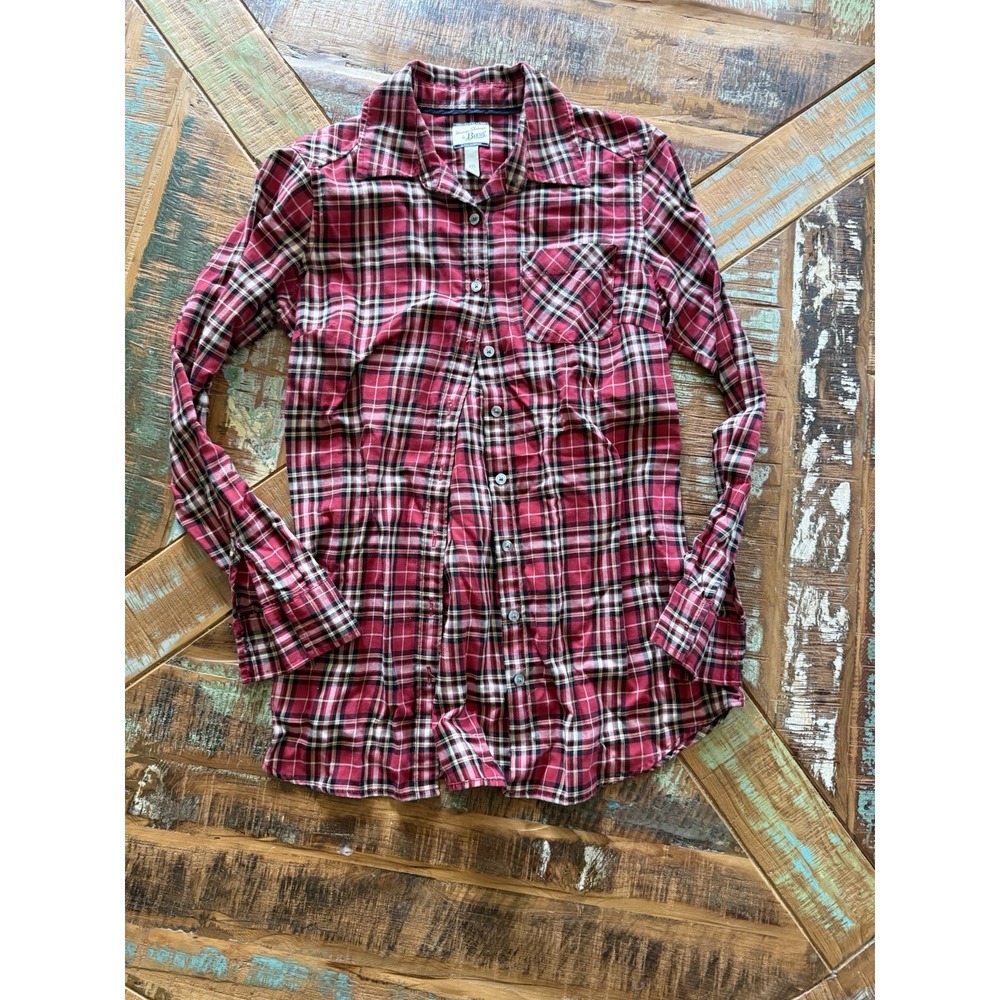 Women's Bass‎ Heritage Flannel Red Button Down Size Small